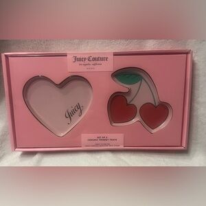Juicy Couture pink cherry pink heart trinket tray set new in box